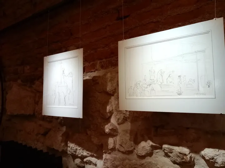 Brick and stone inside the museum at Archdiocesan Museum, Kraków