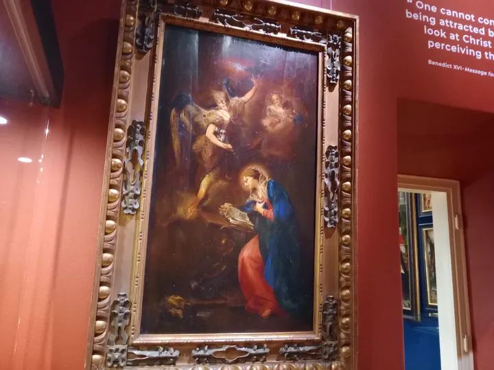 A framed religious painting at Archdiocesan Museum, Kraków