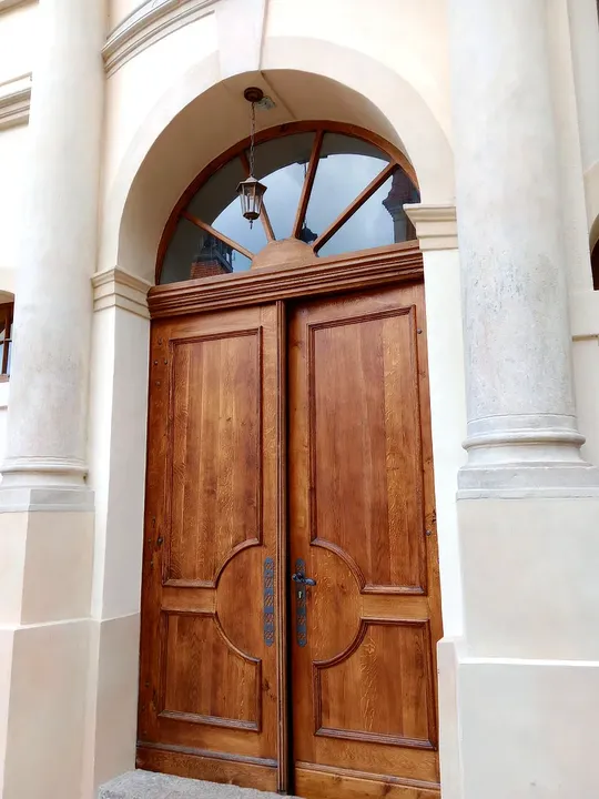 The carved entrance doors at Assumption Church, Żagań