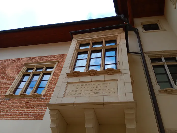 Windows above an interior passage at Bishop Erazm Ciołek Palace
