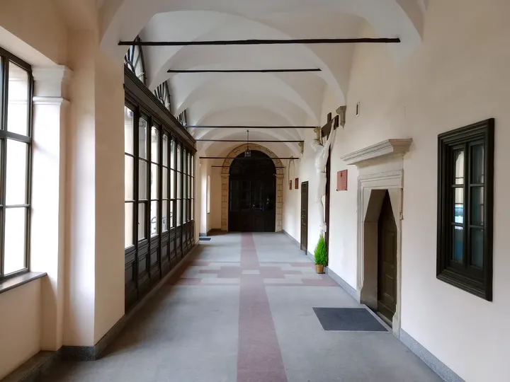 Long vaulted corridor at Bishops’ Palace, Kraków