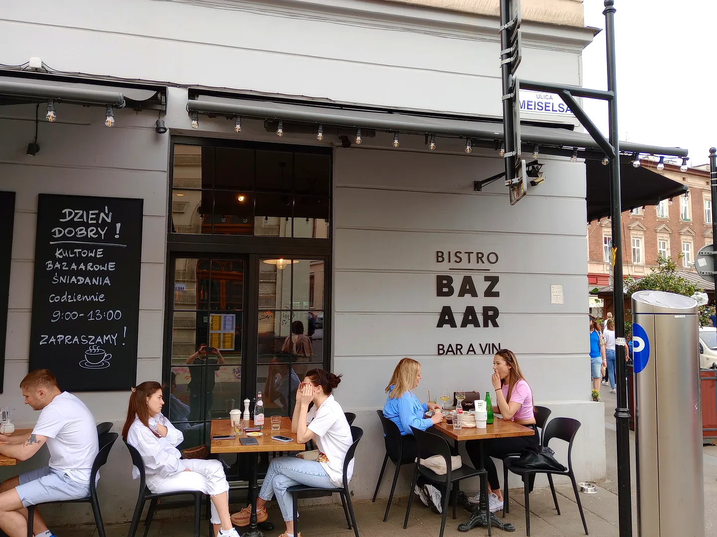 Entrance beside the pavement seating at Bistro Bazaar