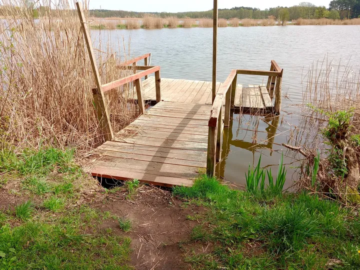 Small timber landing beside the bank at Chalk pits, Brzezie Pomorskie