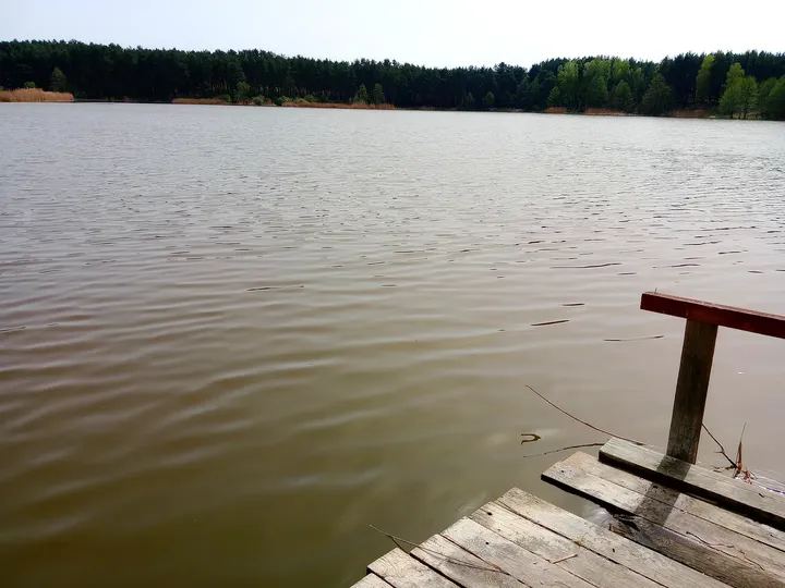 Lake beyond the edge of the platform at Chalk pits, Brzezie Pomorskie