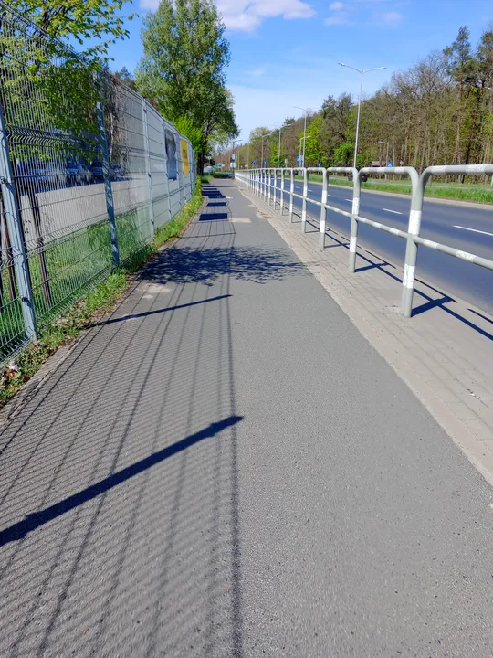 Railings beside the connecting path at Chemiczna–Łężyca cycling loop