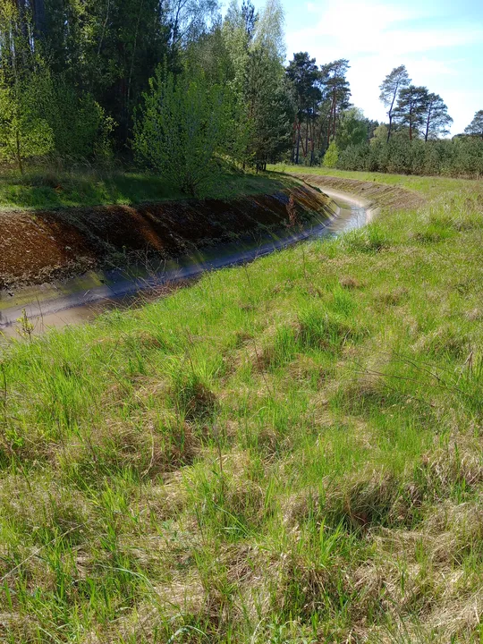 Drainage channel beside the route at Chemiczna–Łężyca cycling loop