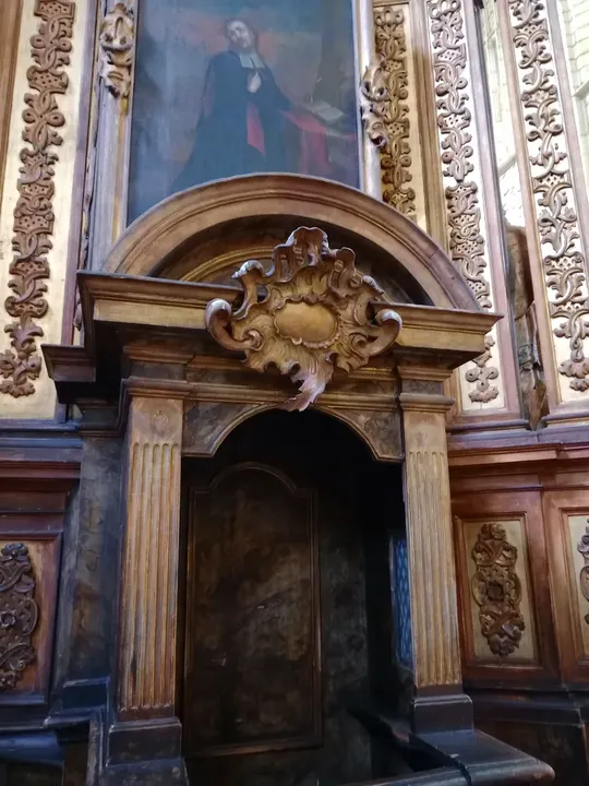 Decorated chapel entrance at Corpus Christi Basilica, Kraków