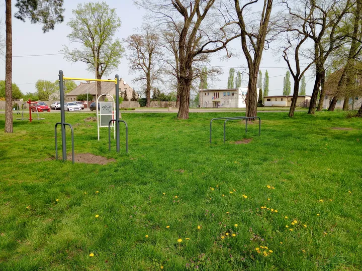 Park setting around the workout area at Czerwieńsk outdoor exercise ground