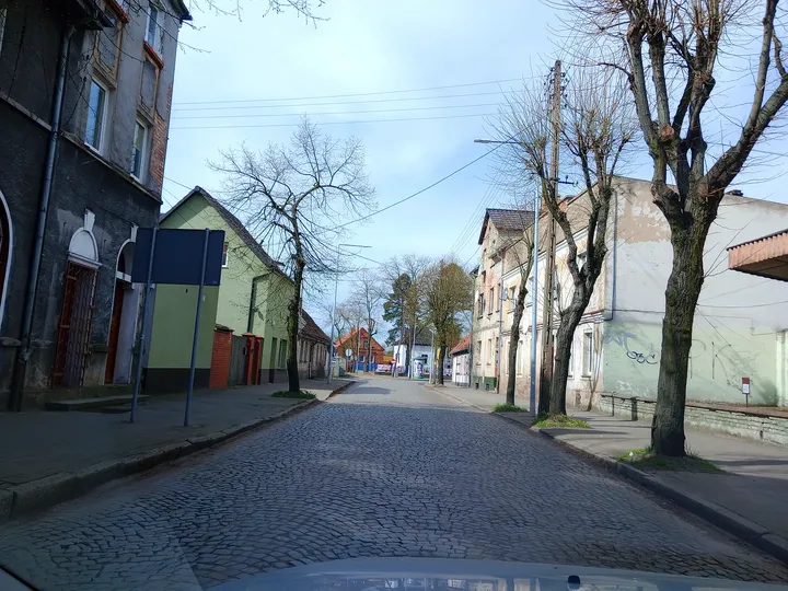 Quiet residential street at Czerwieńsk town walk