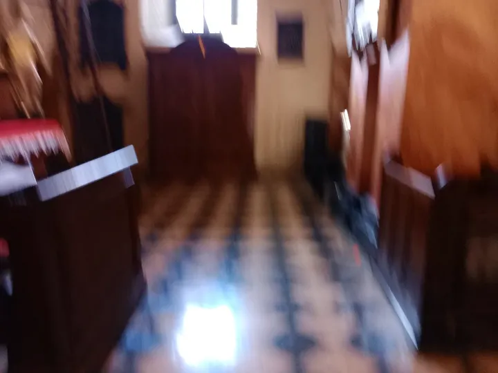 The light on a tiled interior floor at Dominican monastery, Kraków