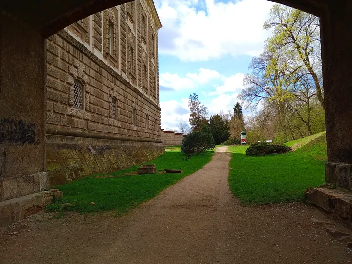 The passage along a palace wall at Ducal Palace, Żagań