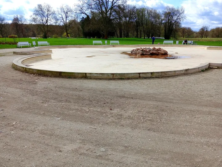 The circular basin in the forecourt at Ducal Palace, Żagań