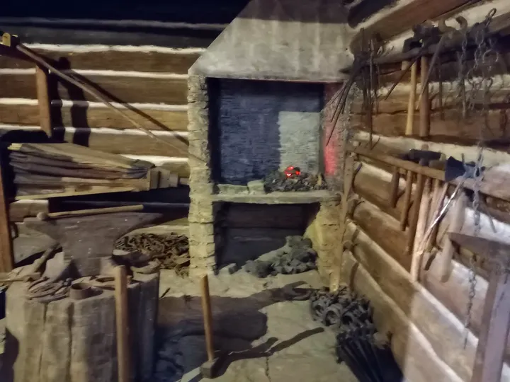 Workshop tools and timber equipment at Ethnographic Museum, Kraków