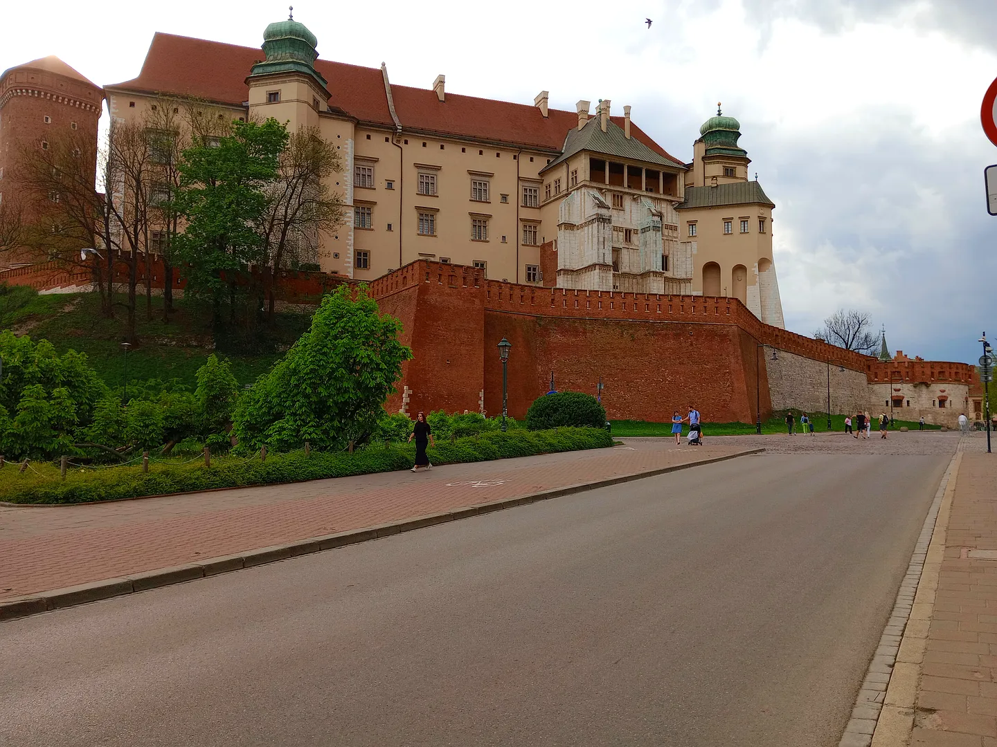 The castle walls above the square at Father Adam Studziński Square