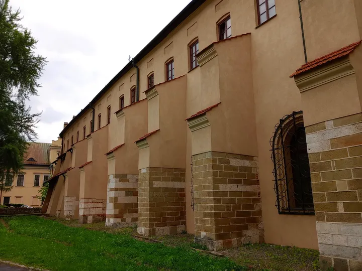 The garden-side monastery wall at Franciscan monastery, Kraków