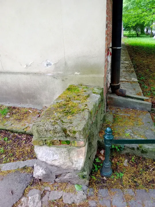 Stonework at the base of the old wall at Franciscan monastery, Kraków