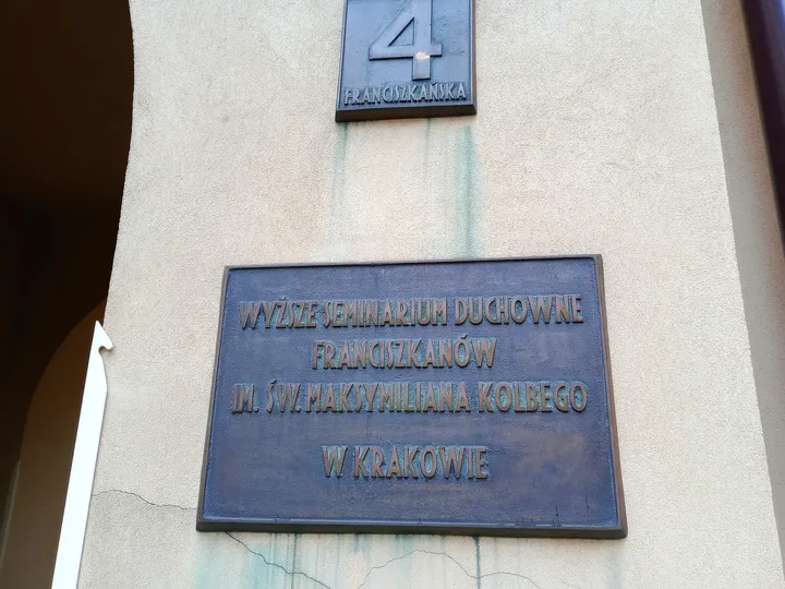 A monastery dedication plaque at Franciscan monastery, Kraków