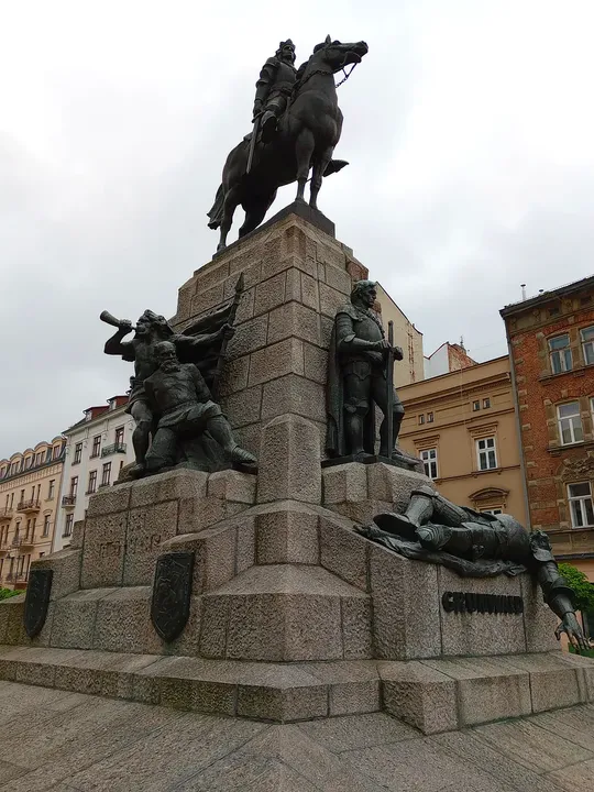 Sculpted figures around the pedestal at Grunwald Monument