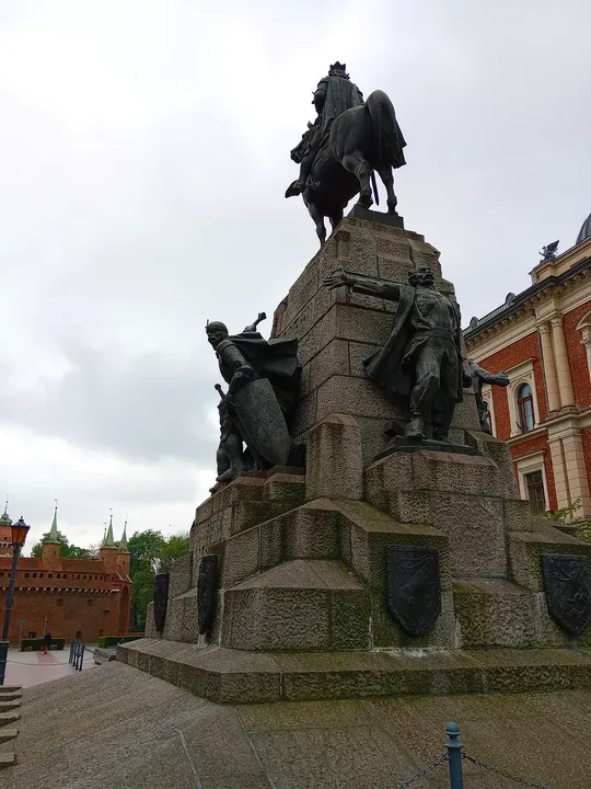 The mounted figure against the sky at Grunwald Monument