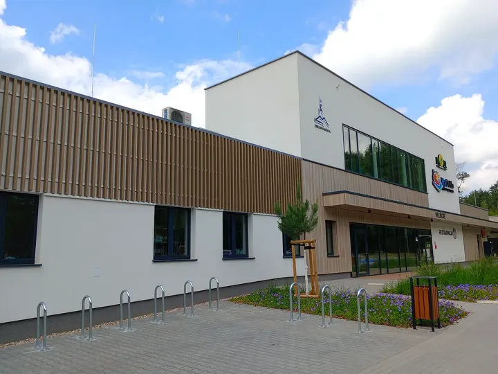 The two-storey recreation building at H2Ochla swimming lake