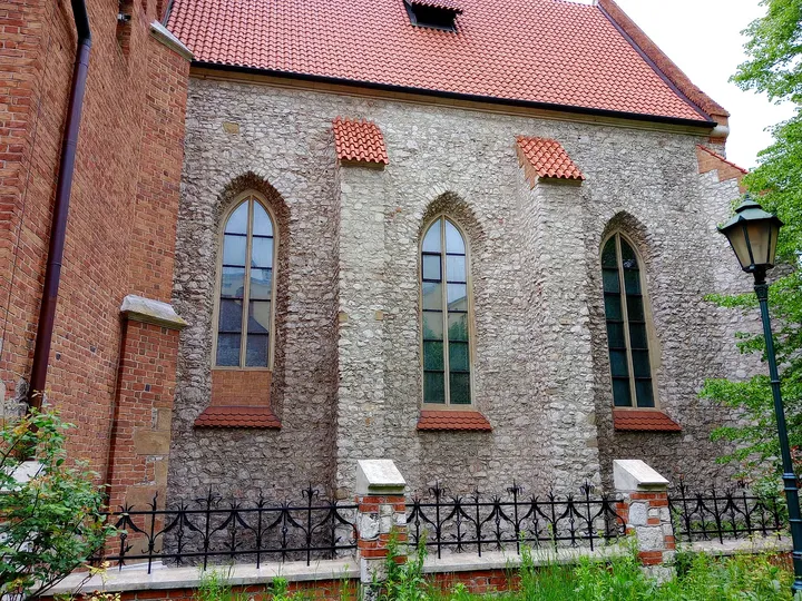 Tall windows in the side wall at Holy Cross Church, Kraków