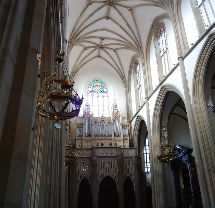 Pale vaulting above an interior gallery at Holy Trinity Basilica, Kraków