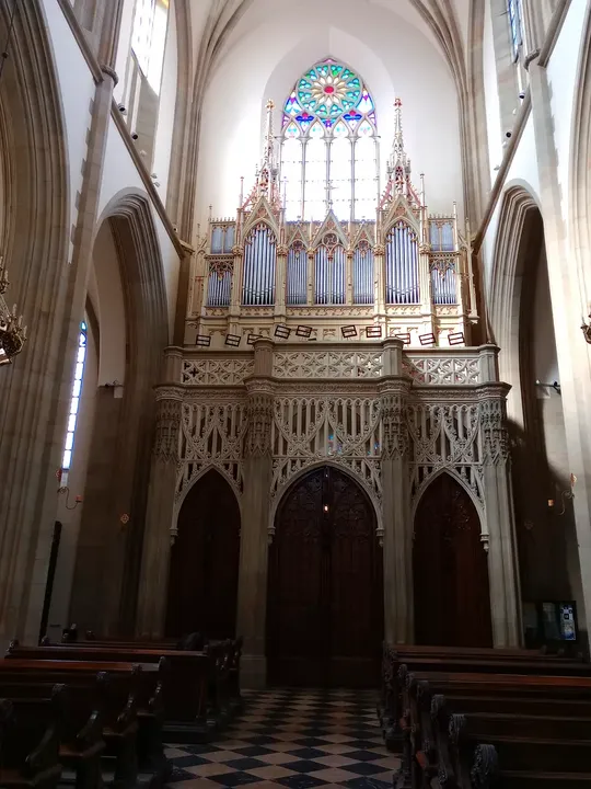 The organ gallery beneath the vault at Holy Trinity Basilica, Kraków