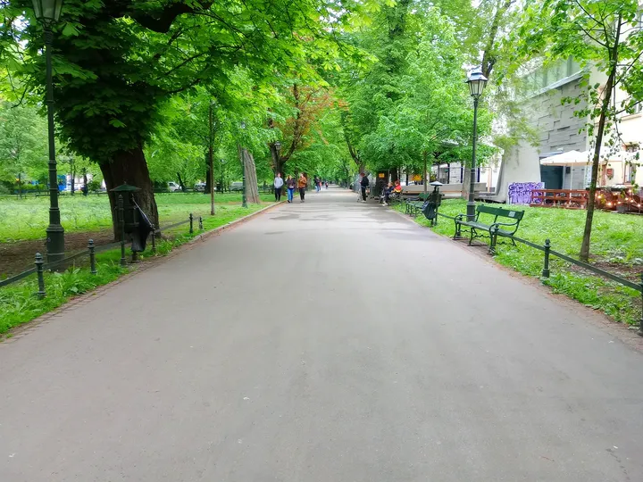 The path beside the square at Jerzy Jarocki Square