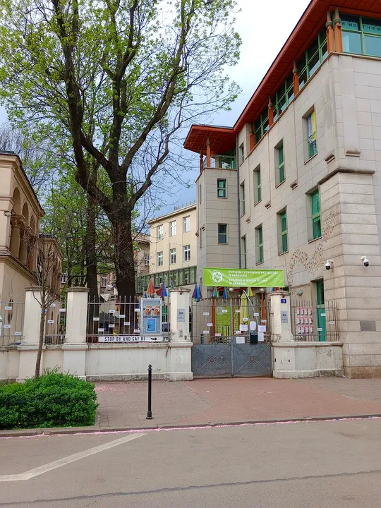 The centre’s façade beside the street at Jewish Community Centre, Kraków