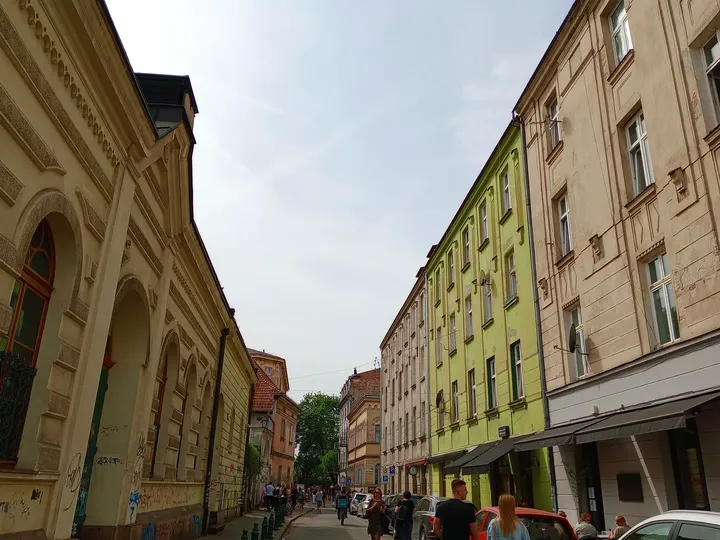 View down the adjoining street at Jewish Culture Centre, Kraków