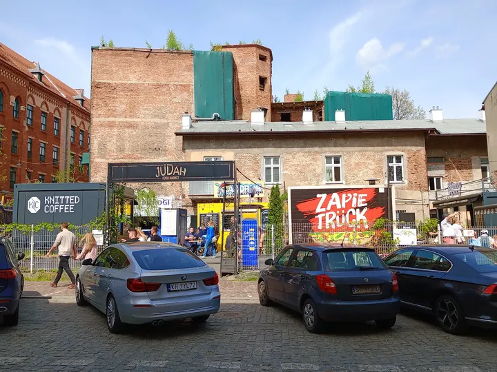 The courtyard entrance from the street at Judah mural