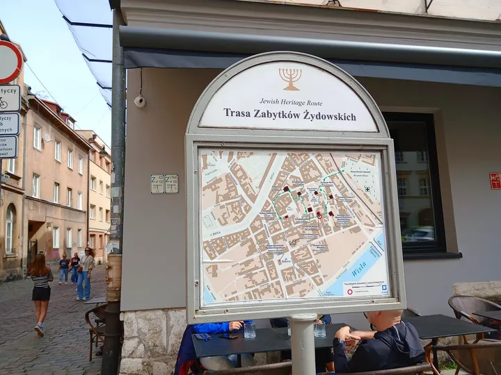The Jewish heritage trail information board at Kazimierz Jewish heritage trail