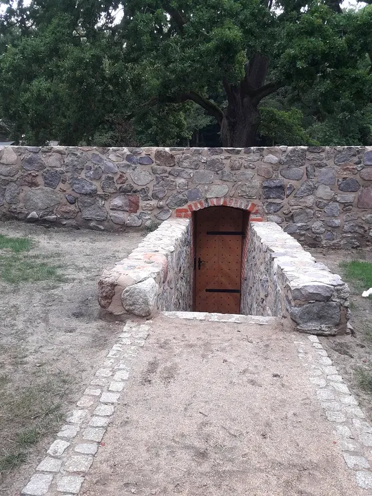 Open courtyard beside the lower doorway at Knights Hospitaller Castle, Łagów