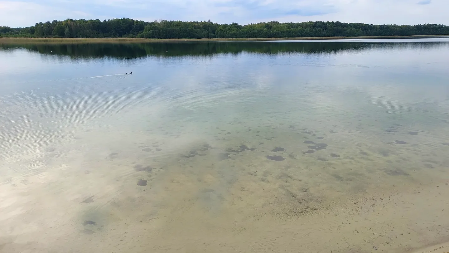Clear shallow water beside the lake shore at Lake Głębokie