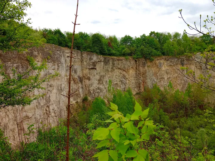 Sheer pale quarry wall at Liban Quarry
