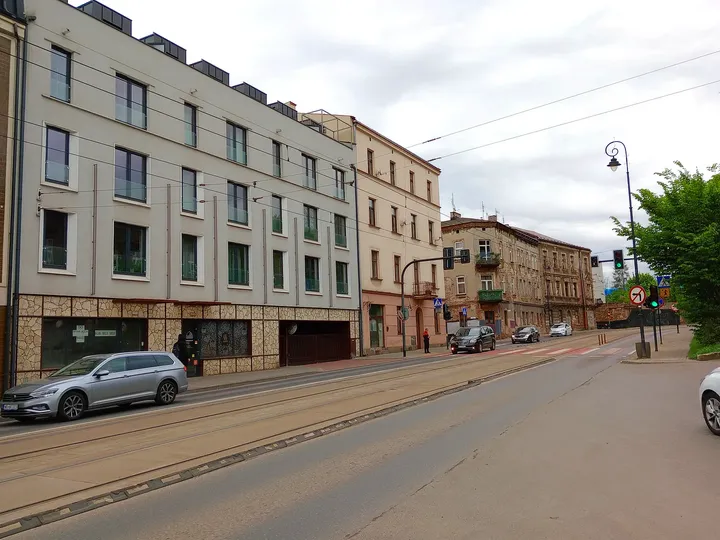 Townhouses beside the pavement at Limanowskiego Street