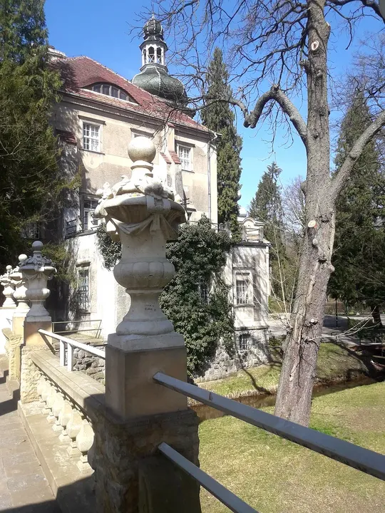 A balustrade beside the palace at Manor Park, Iłowa