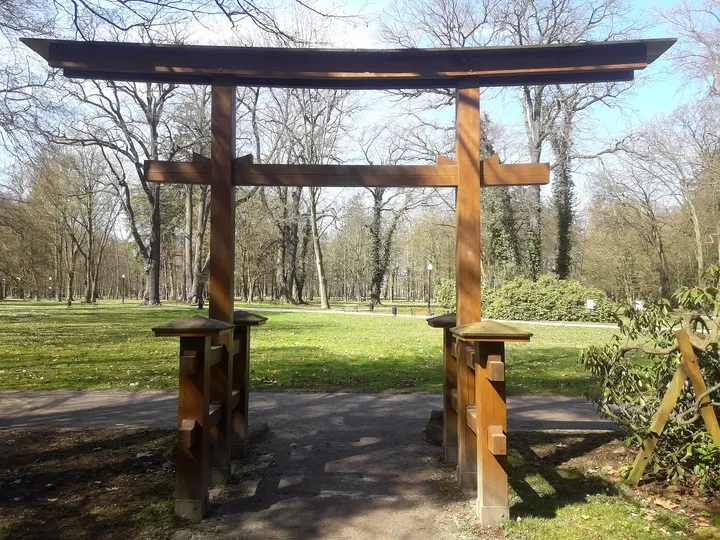 The Japanese-style garden gateway at Manor Park, Iłowa