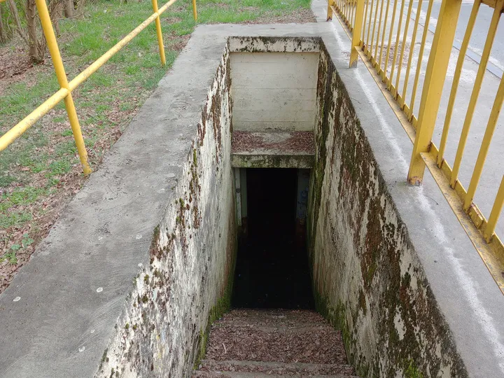 Stair opening within the concrete walls at Międzyrzecz Fortified Region