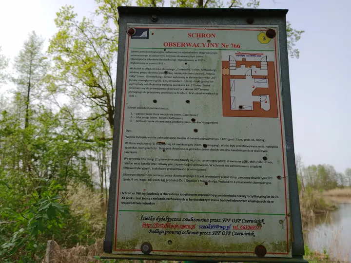 Route and visitor information board at Międzyrzecz Fortified Region