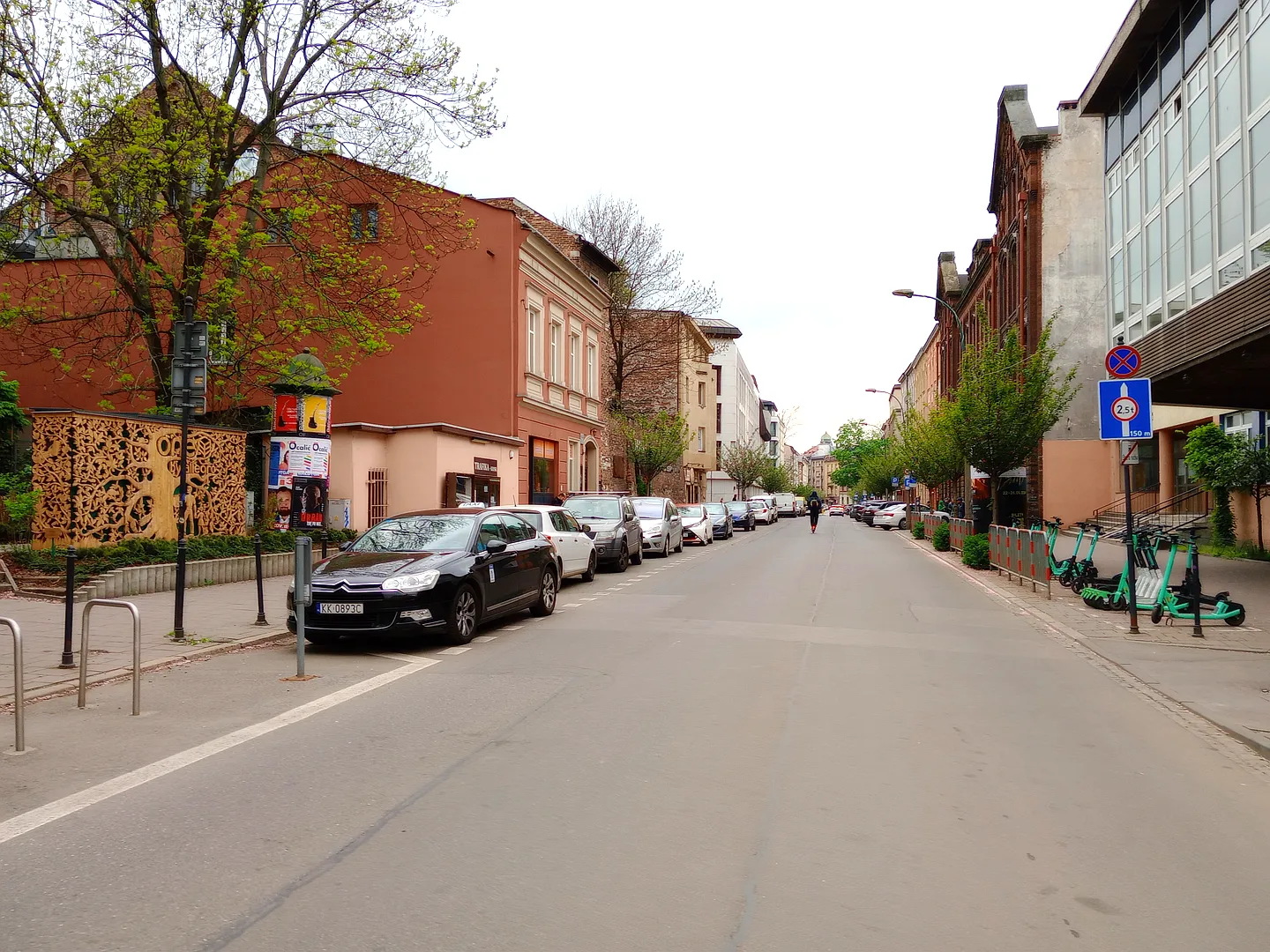 The pavement along the street at Miodowa Street