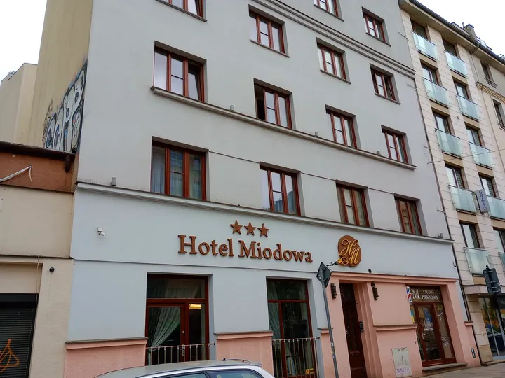 The hotel frontage along Miodowa at Miodowa Street