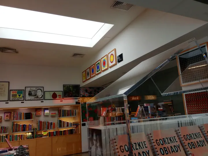 Shelves in the museum shop at MOCAK contemporary art museum