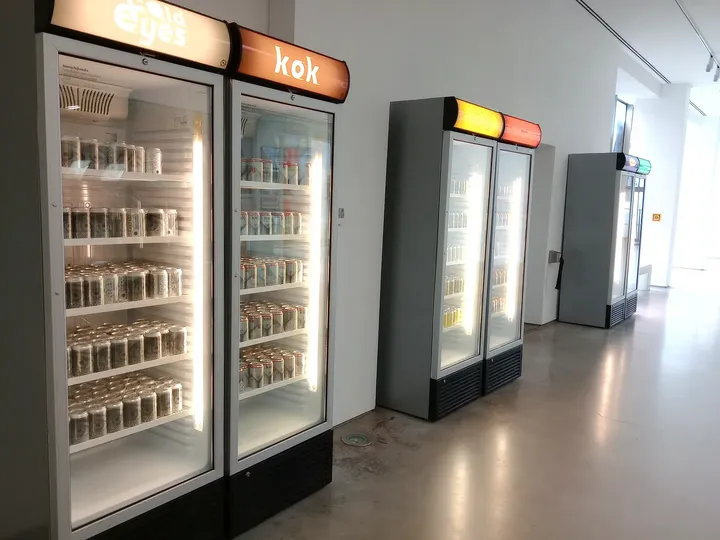 The entrance hall and ticket area at MOCAK contemporary art museum
