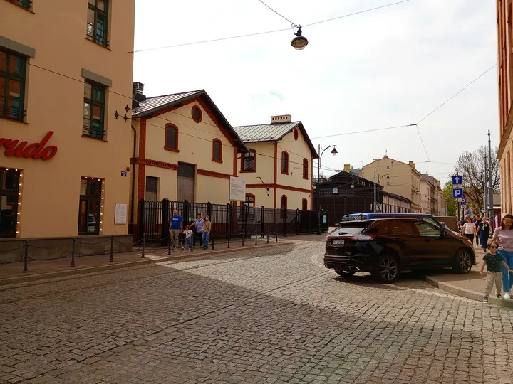 Museum approach along the cobbled street at Museum of Engineering and Technology