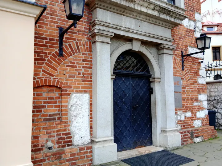 The carved stone entrance at Old Synagogue, Kraków