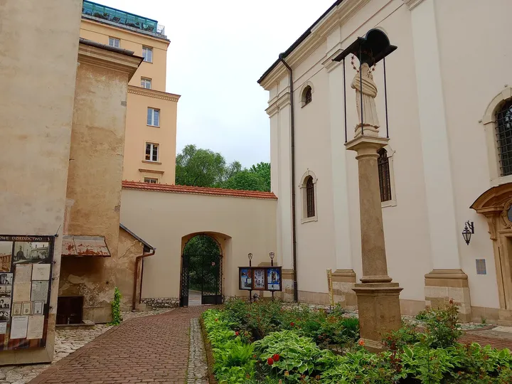 The church and neighbouring buildings at Our Lady of the Snows Church, Kraków