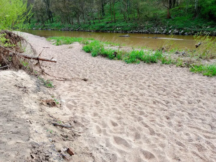 Sandy ground alongside the channel at Palace Park, Żagań