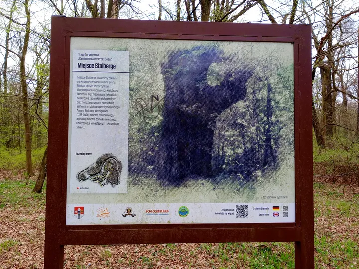 Historical image beside the path at Palace Park, Żagań