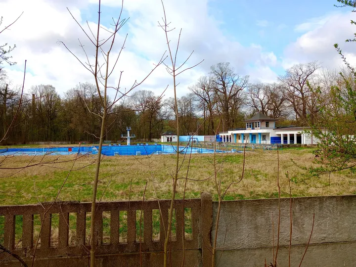 Benches looking towards the river at Palace Park, Żagań